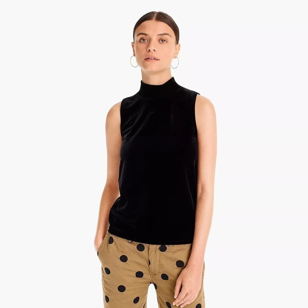 J crew mock neck velvet tank top, sz sm